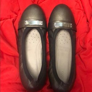 Ecco, titanium, cushioned ballerina flat shoes